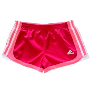 Adidas girls 7/8 pink running shorts